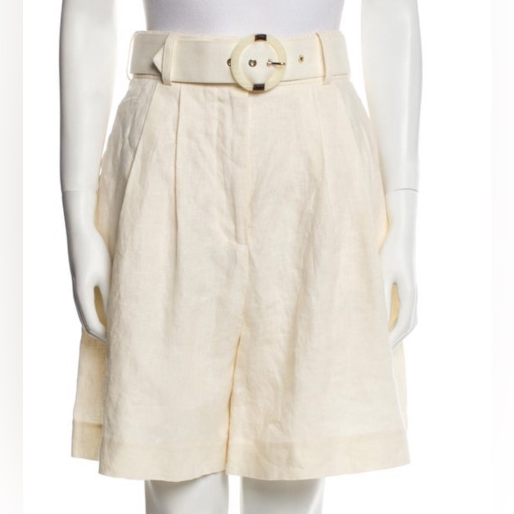 SOLD • Zimmermann Cream High-Waisted Shorts with Belt